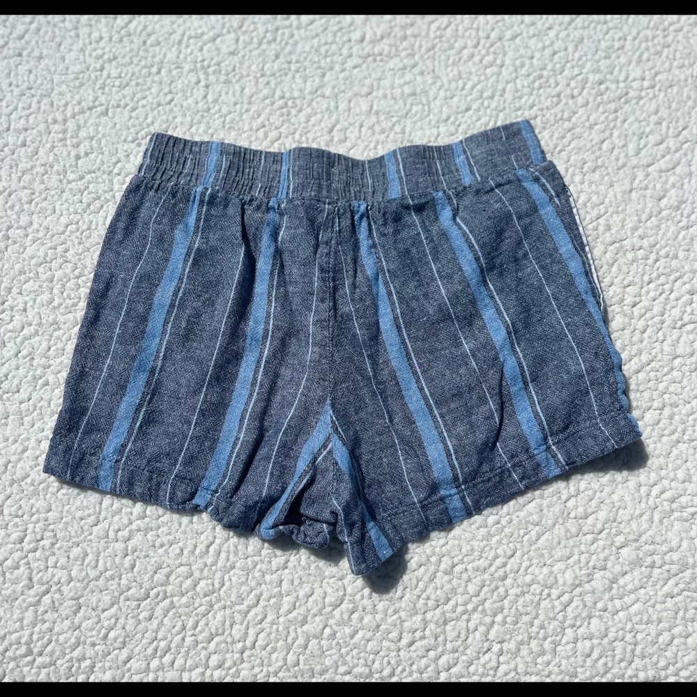 Sky and Sparrow Women's Size Medium Blue Stripped Casual Paper Bag Shorts Summer